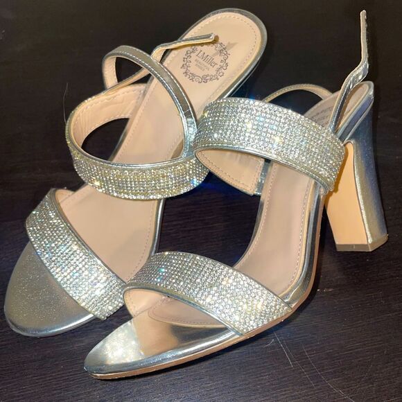 Shoes - L. Miller Diamond Sparkle Sandal Block Open Toe Heels